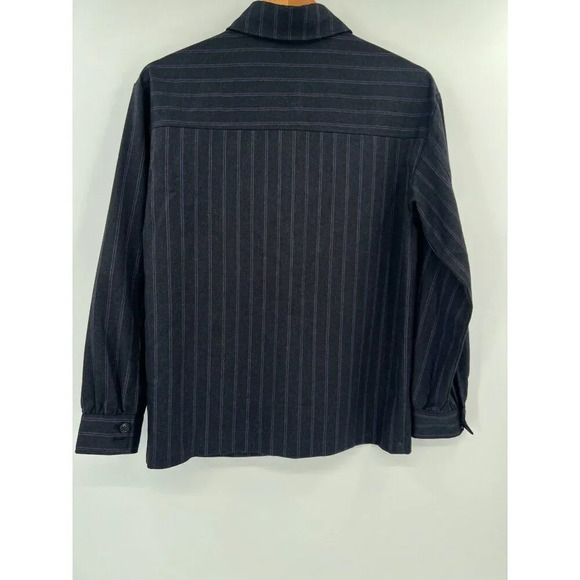 Avec Les Filles XS Striped Shacket Dark Gray Purple Button Up Shirt Jacket - Picture 5 of 10